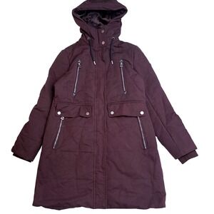 Lucky Brand‎ Quilted Hooded Parka Jacket Burgundy Gorpcore Utility Core Large